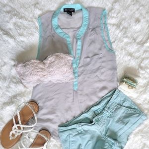 About a girl sleeveless sheer blouse